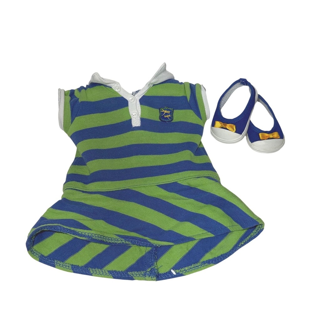 American Girl Doll Lanie Meet Dress and Blue Flats Shoes Set 18 Inch Doll